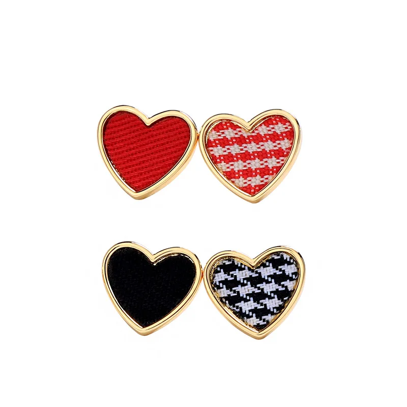 

S925 needle Canvas plaid heart design Earring, Customizable