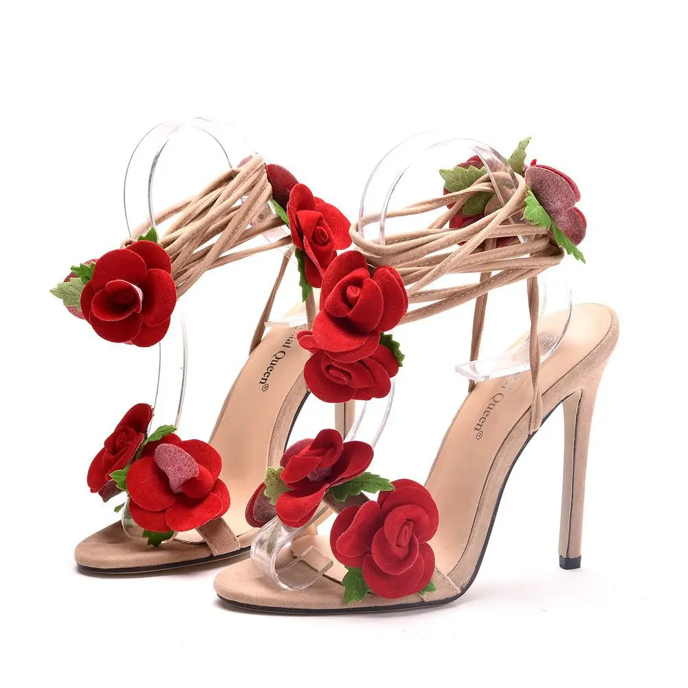 

Best sell red rose sandals rope sandals for holiday