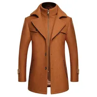 

Men's Woolen Coat Slim Fit Winter Long Coat With Detachable Collar