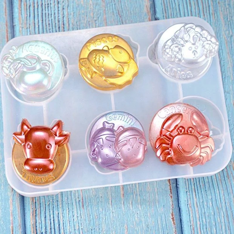 

New DIY Crystal Epoxy Mould Twelve Constellation Mold Accessories Pendant Constellation Mirror Silicone Mold Jewelry Making, As shown