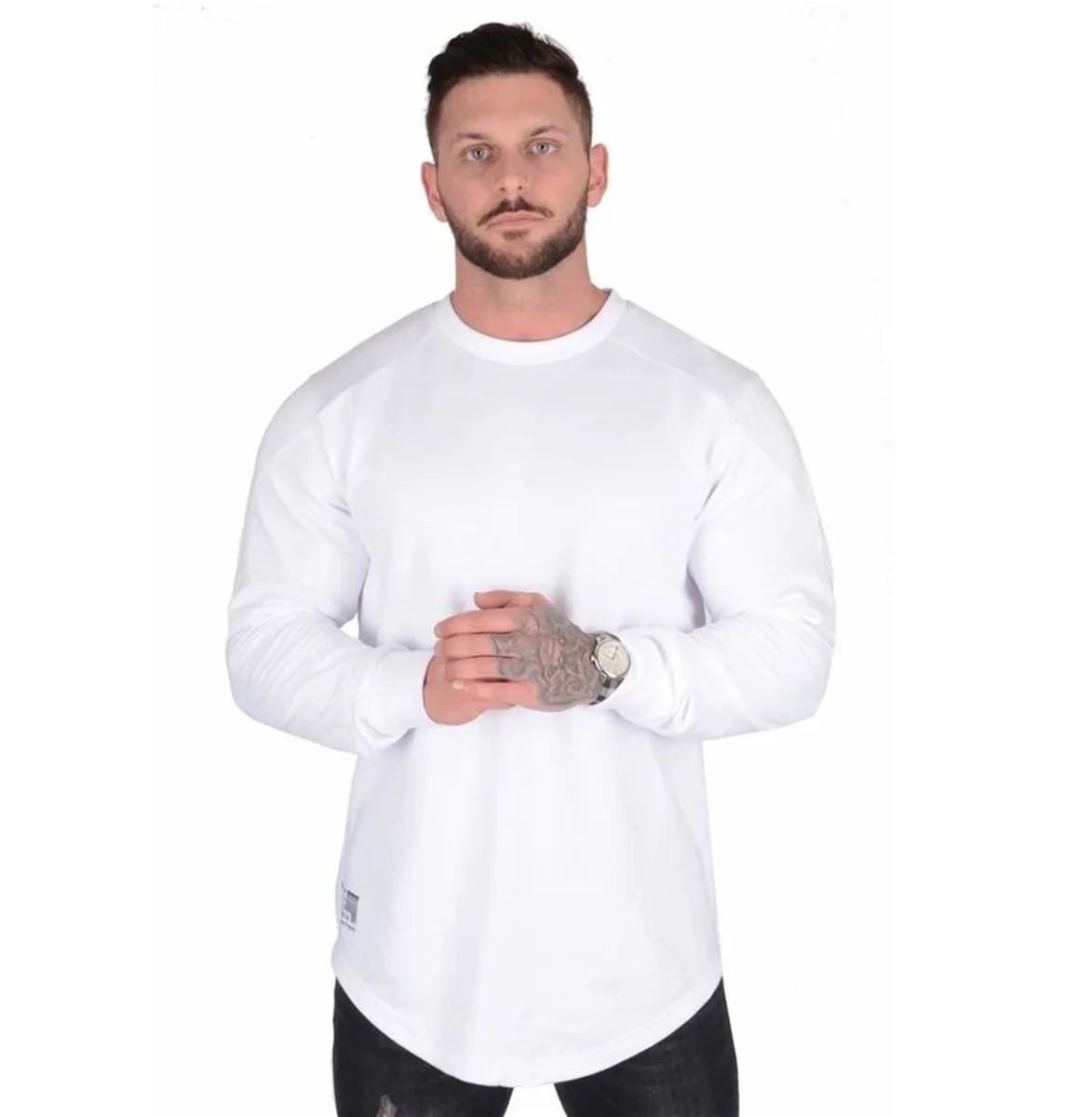 

BBTXZ01 White Factory direct sales solid color fitness sweater men cycling sportswear sweater breathable men sports T shirt