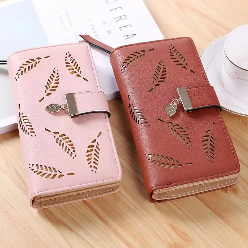 

B915-8 Nice Leather Woman Wallets With Wristlet Long Leather Organizer Ladies Purse Rfid Card Holder Fashion