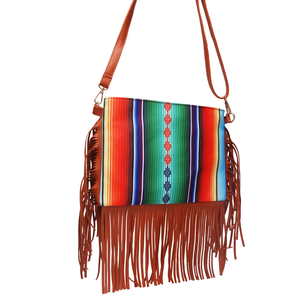 

Fringe Tassel Crossbody Tote Bag Hot Selling Stripes Aztec Serape Women Sling Shopping Party Leisure Shoulder Purse DOM1111208