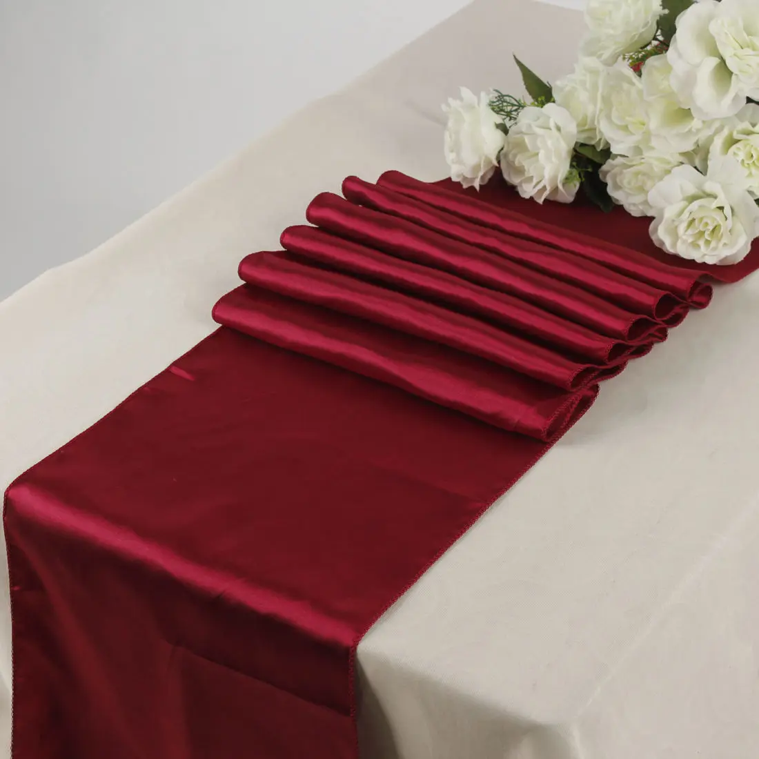 Satin Decorations Green Table Runner Flag Scene Customization Color Ding Silk Scarf Chair for Wedding Party
