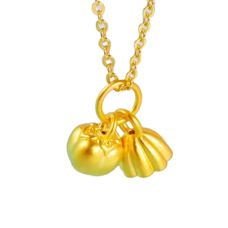 

Certified 999 Pure Gold Pendant 24K Gold Persimmon Necklace Bracelet Gold Jewelry Female 3D