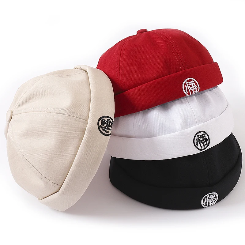 YAMEE Unisex Brimless Skull Cap Beanie - Black Retro Rolled Cuff Docker Hat, Adjustable One Size Fits Most