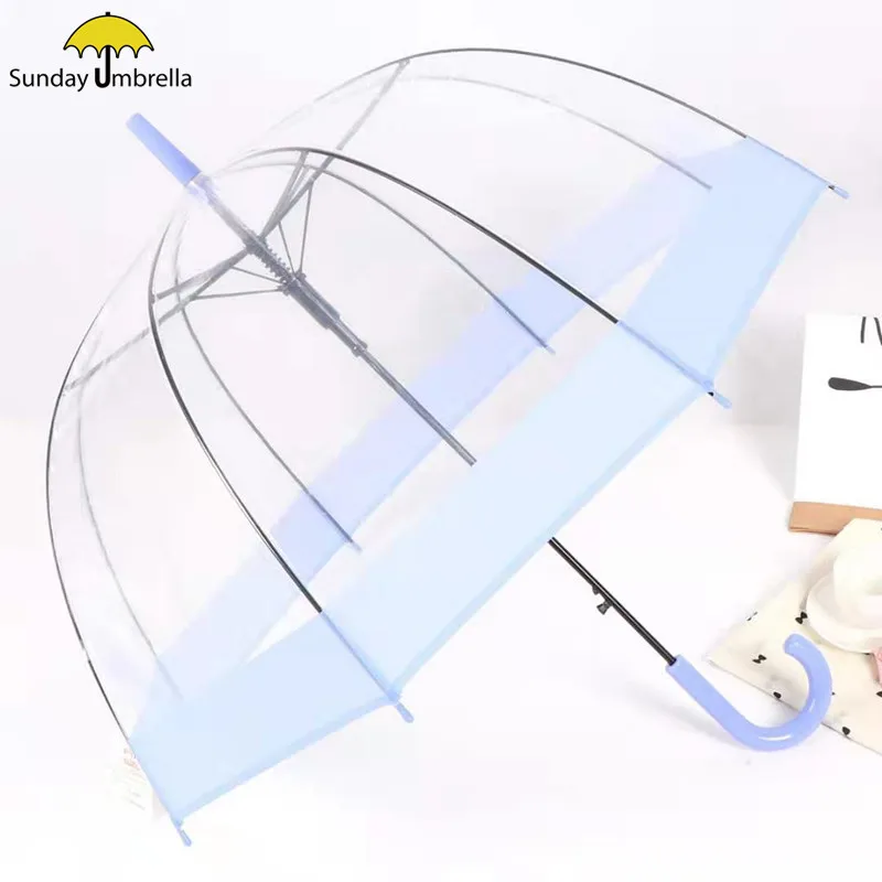

SUNDAY Wholesale Personalized Clear Bubble PVC POE cheapTransparent Umbrella, As shown/customized