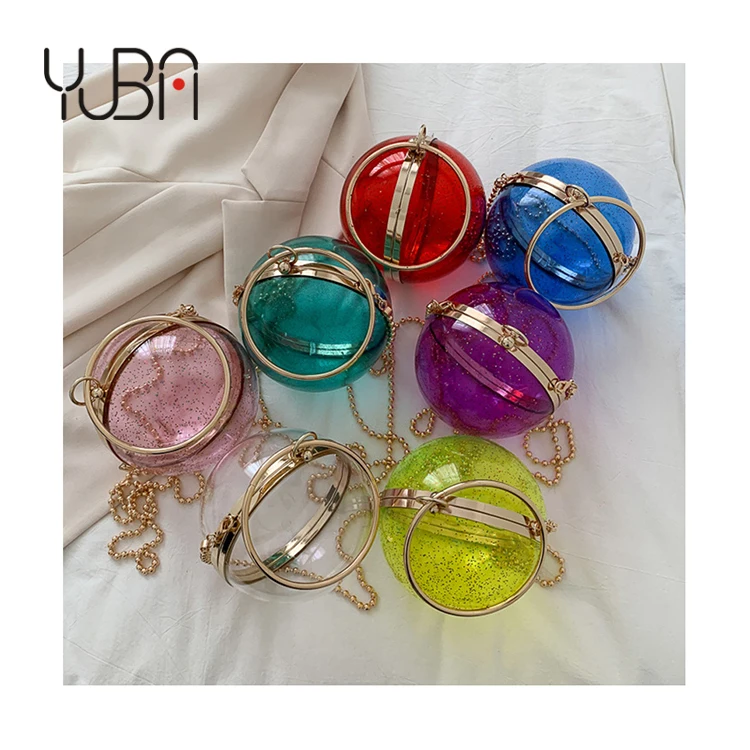 

New ladies Acrylic Round clear purses 2021 luxury handbags for women famous brands Clutch Bolsa, Customizable
