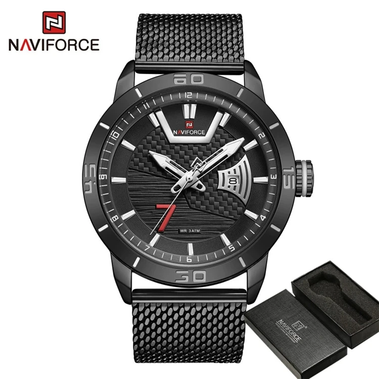 

NAVIFORCE 9155 Fashion Creative Men Watch Stainless Steel Sport Waterproof Quartz Wristwatch Analog Clock Relogio Masculino