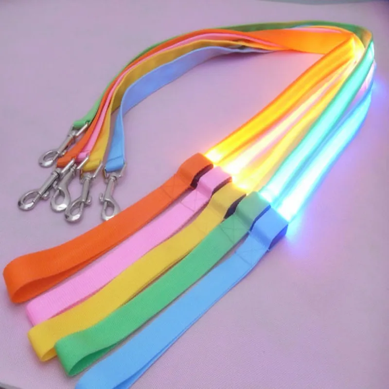 

Nylon Led Light Up Dog Leash Night Safety Led Flashing Glow In Dark Dog Collar Pet Supplies Cat Drawing Small Lead Led Dog Leash, Customized color