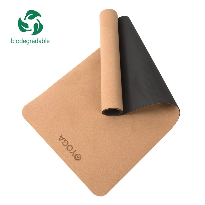 

Biodegradable Personalised Wholesale Custom Print Eco Friendly Yoga Mat Supplier Gymnastics Non Slip Organic Cork TPE Yoga Mat, Cork color