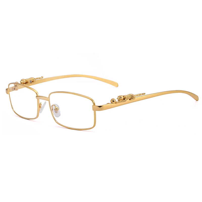 

HBK New Glasses Frame Men Sunglasses Metal Gold Rimless Eyeglasses for Anti Reflective Clear Lens Prescription Spectacles