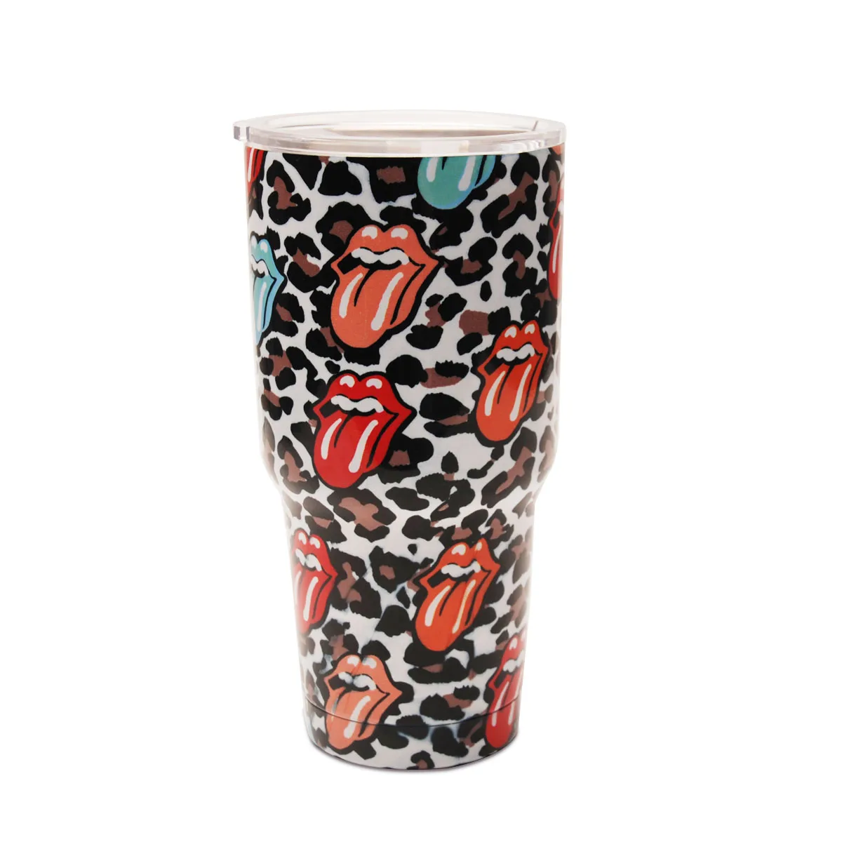 

RTS 30oz Stainless Steel Red Turquoise Tumbler Adult 304 Brown Leopard Pattern Tumbler WIth Slide Lid DOM1175