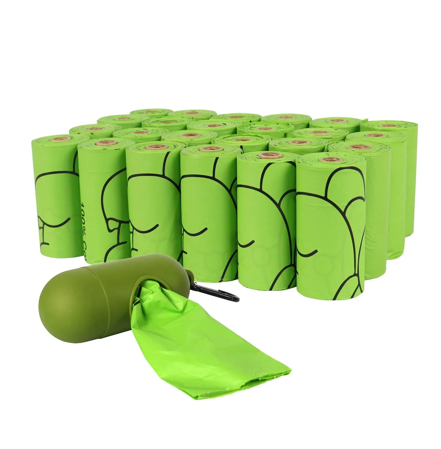 

Eco-friendly 100% biodegradable flushable dog waste bag Dog poop bags with dispenser in a box, Light green