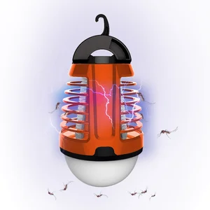Image of Black color with hanging hook 1800mAh lithium battery IP4 Mosquito killing and light USB rechargeable camping insect killer lamp