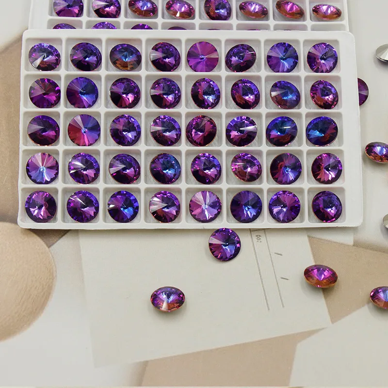 

Paso Sico Factory Price Rivoli Round Violet Blue Full Sizes K9 Glass Stone for Nail Art Applique Rhinestone