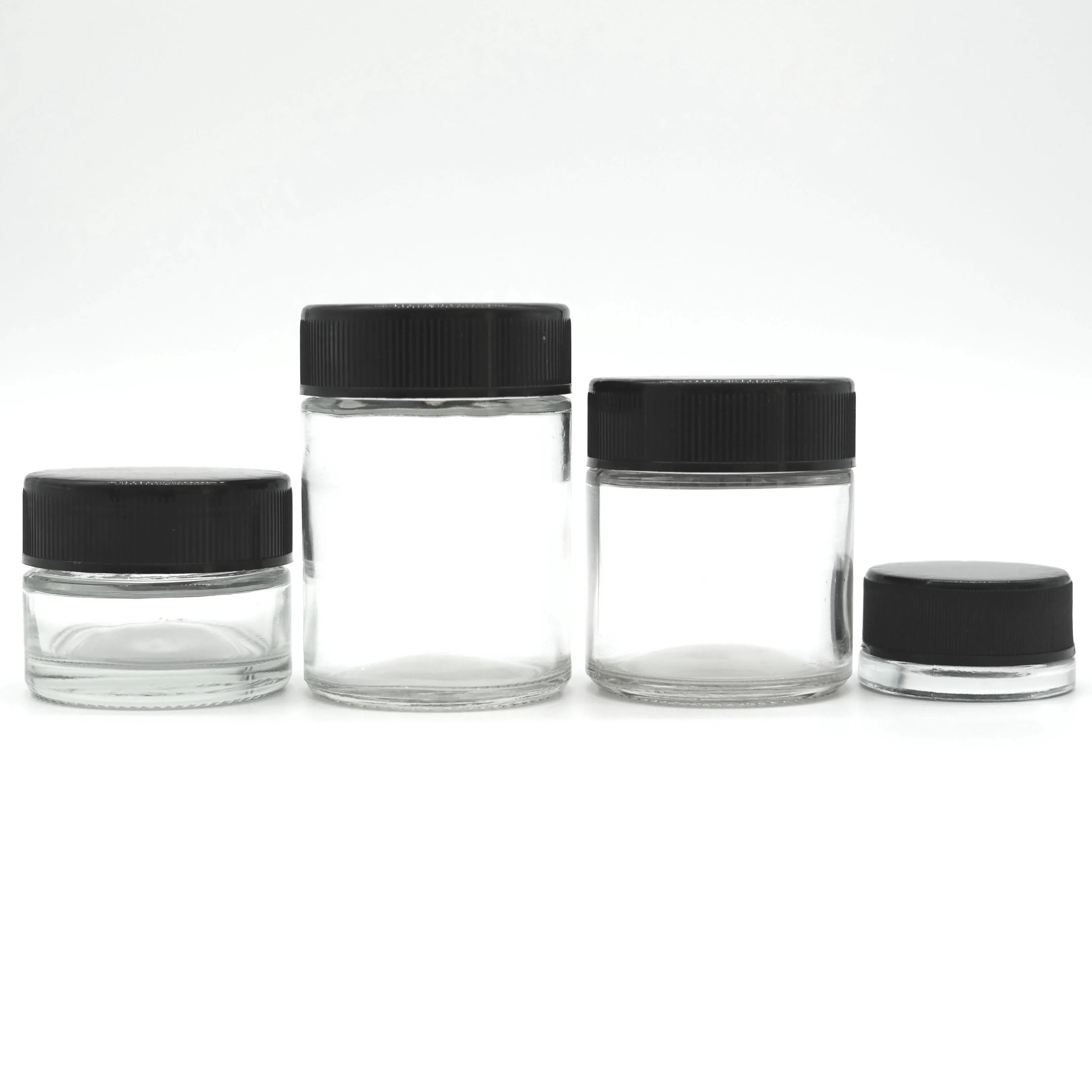 

Glass Jar With Child Resistant Caps Clear Premium Glass Straight Sided Jar 1oz 4oz Cube Contentrate Container With CR lid