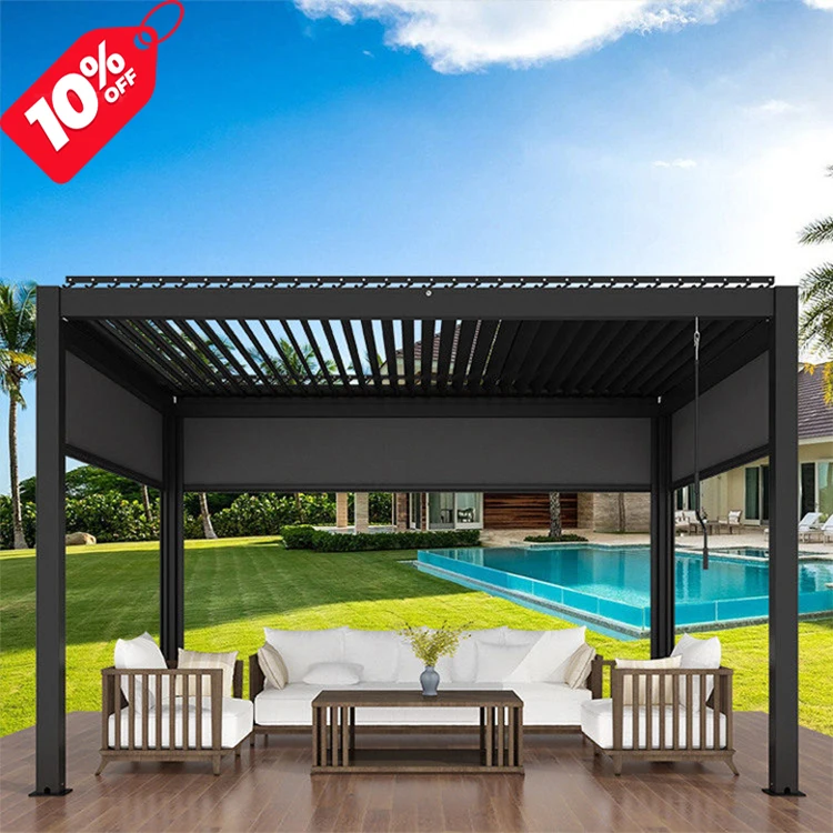 

Easy Install Outdoor Manual Pergola 3X3 Aluminum China Manufactory Waterproof Louver Roof System Kits Pergola