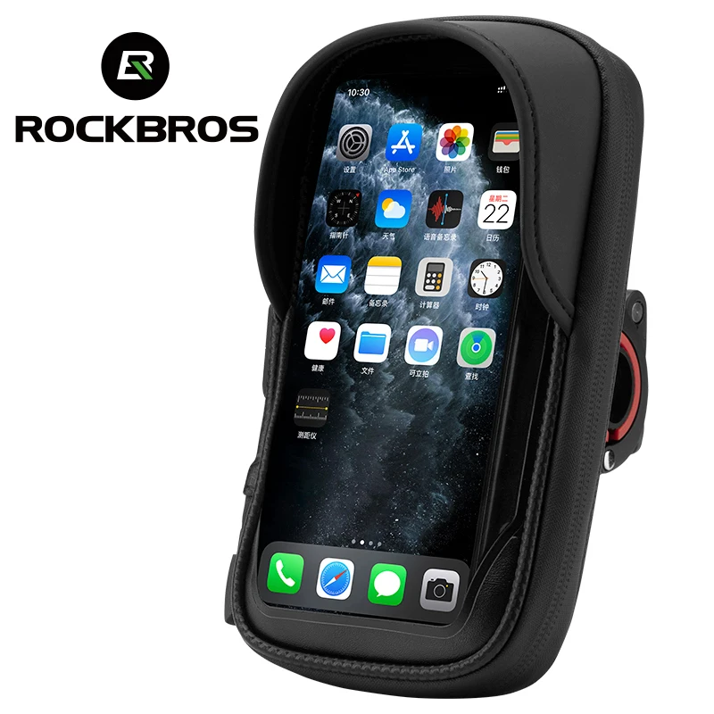 

ROCKBROS Bike Phone Holder Waterproof Bag touch screen Mobile Phone Bags Bicycle Handlebar Mount Bag, Black