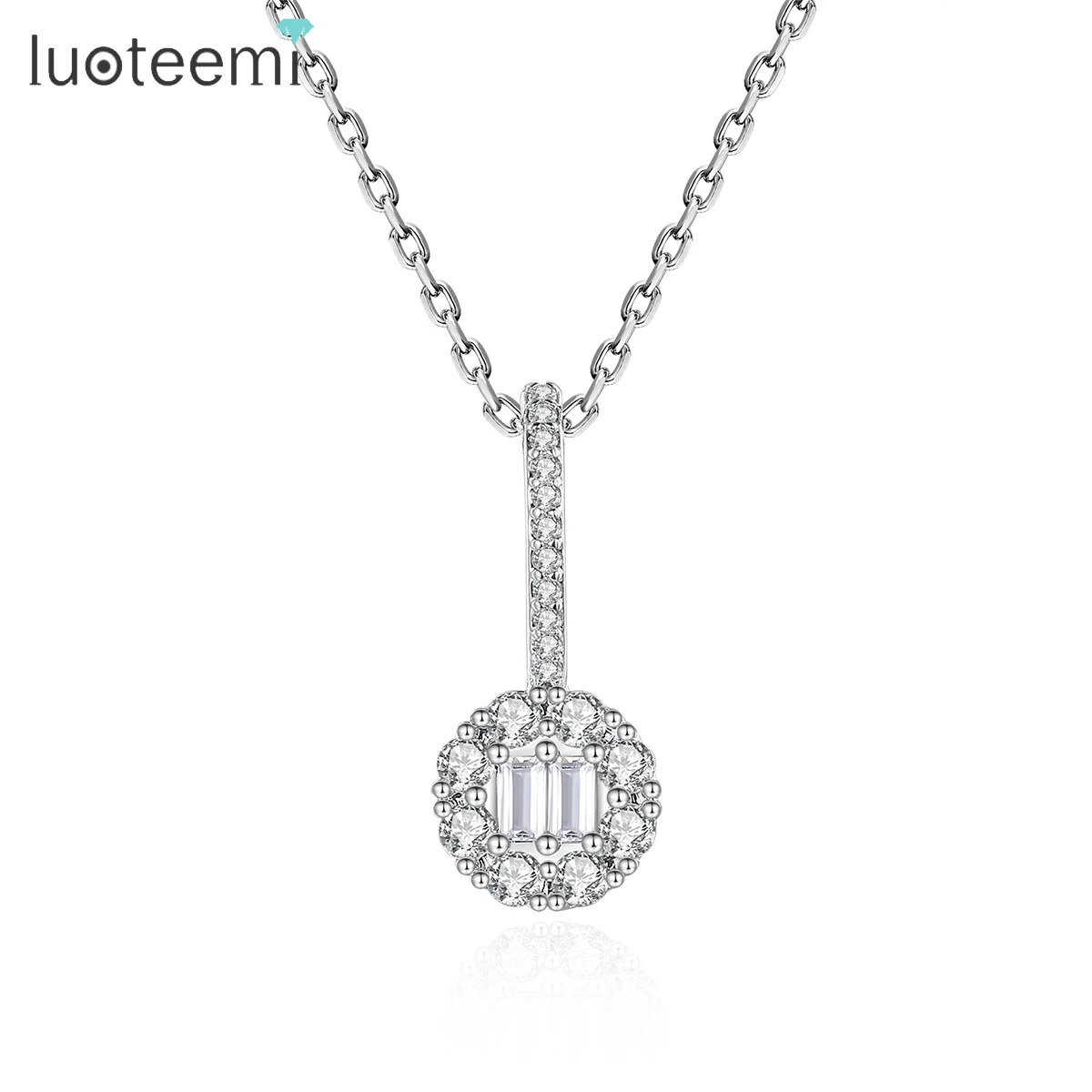 

LUOTEEMI Zircon New Necklace Iced Out Custom Chain Crystal Woman Fashion Trendy Cz Cubic Diamond Pendant