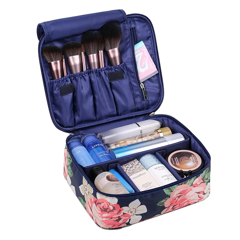 

New Design Portable Travel Toiletry Box Multifunction Large Blue Cosmetic Bag Make up Case Organizer for Women and Girls, Blue or custom
