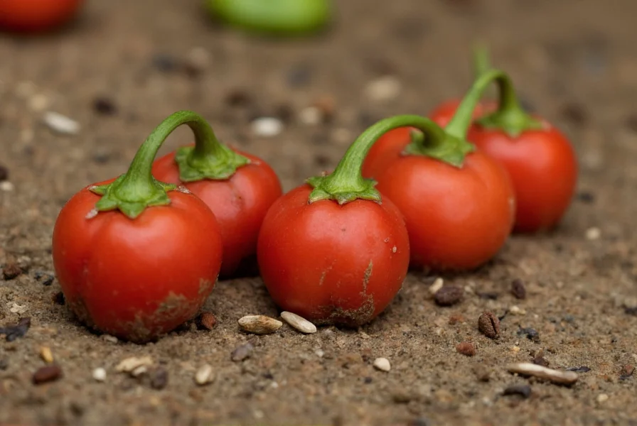 Close-up view of pepper seed germination process showing root development and sprouting
