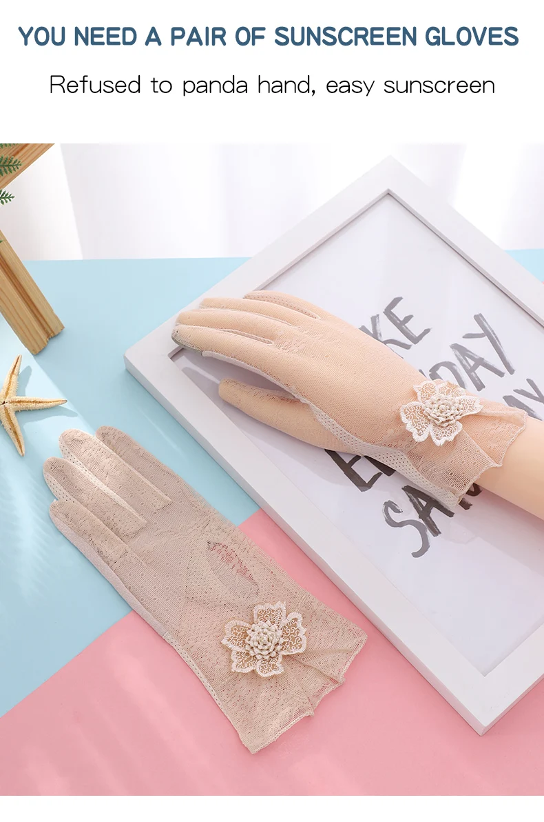 Cheap Outdoor Touch Screen Summer Sun Protection Women Lace Gloves