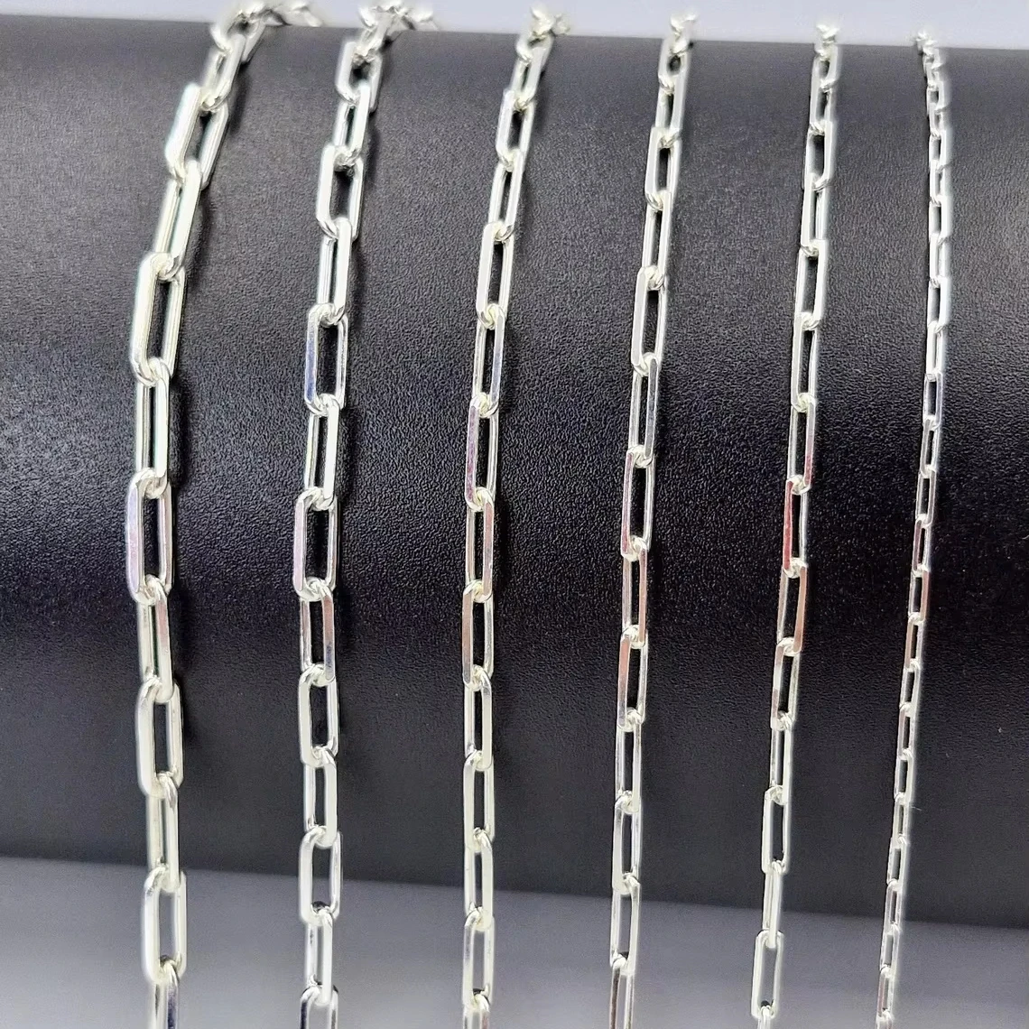 Spool Roll by Meter Chunky Paper Clip Chain S925 Sterling Silver Rectangle Paperclip Link Chain Bulk for DIY Necklace Making