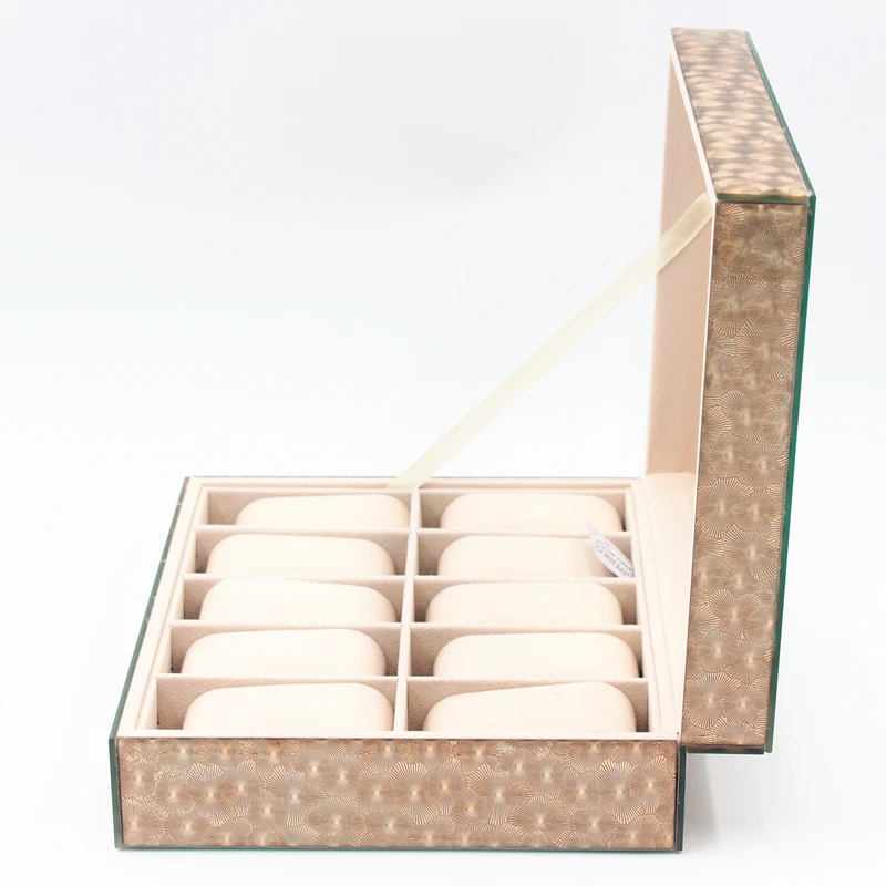 

Superior Creative 10 slots watch box for gift watch packaging storage display case in stock for wholesale, Copper