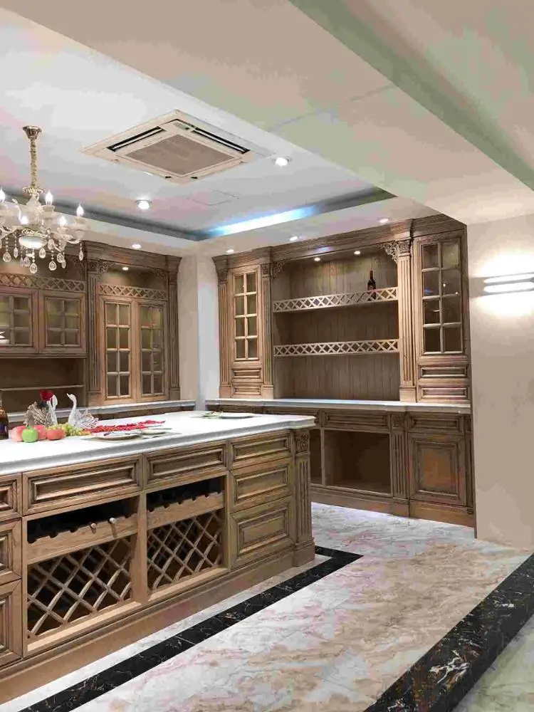 Luxury Solid Oak Wood Kitchen Design For Entire House Modular