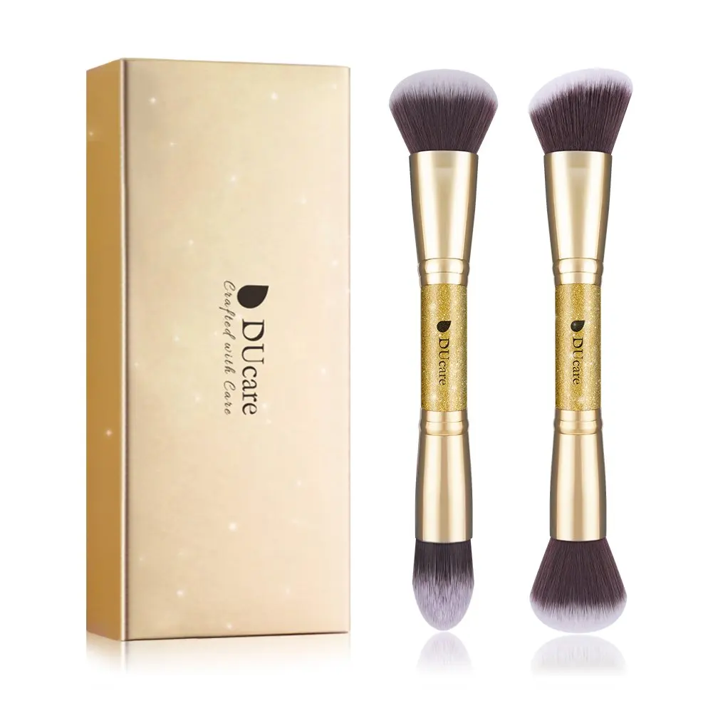 

2 pcs Makeup Brushes Foundation Powder Buffer And Contour Synthetic Cosmetic Tools