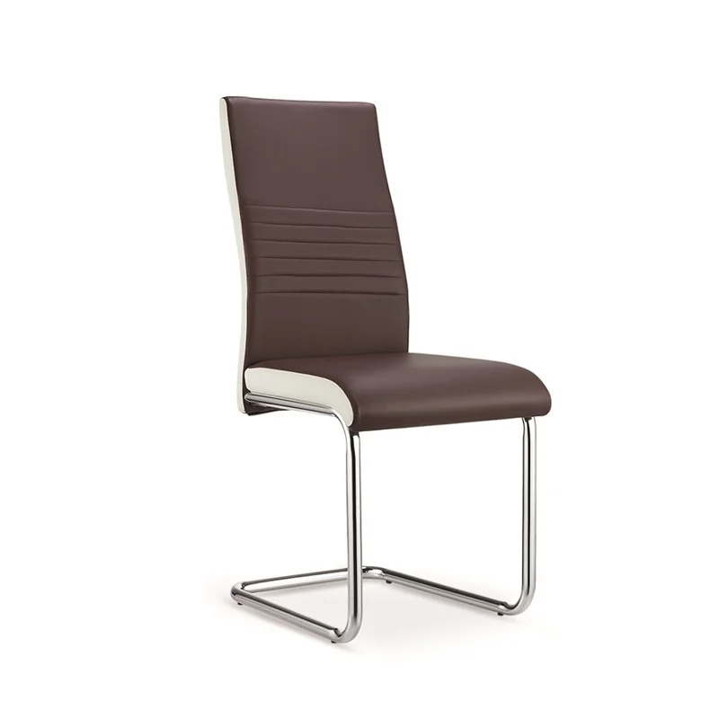 Hot selling Chinese upholstered PU chromed metal legs elegant blue  sillas de comedor