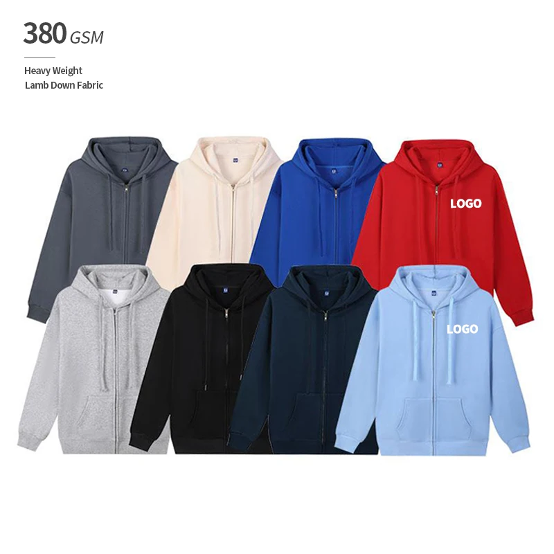 Lamb Down Zip up Hoodie Printing logo Custom Hoodies Men Plus Size S-6XL