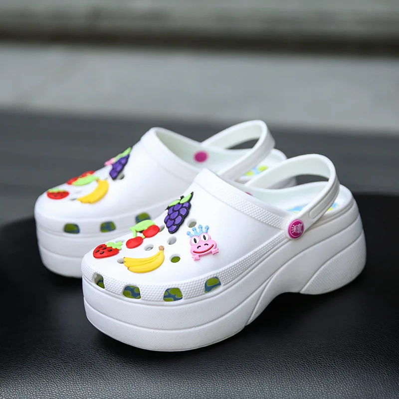 

2021 Summer Beach Sandals Women's Gardener Platform Clogs Comfortable High Heel Sandals Women Printing Clog Shoes For Women, As picture