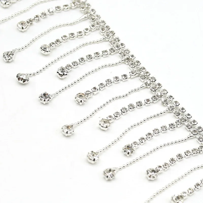 

Tassel Rhinestones Trim Cup Chain 10 Yards Crystal Sew-on Diamond Chain For Party Dress Embellishment