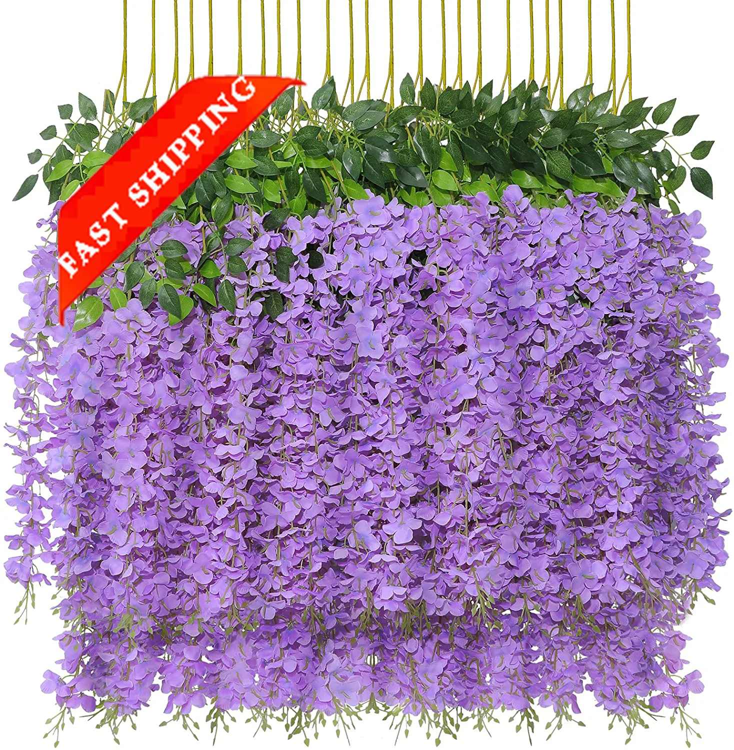 

12 Pack Artificial Faux Wisteria Vine Ratta Hanging Garland Silk Flowers Wisteria for Home Party Wedding Decor