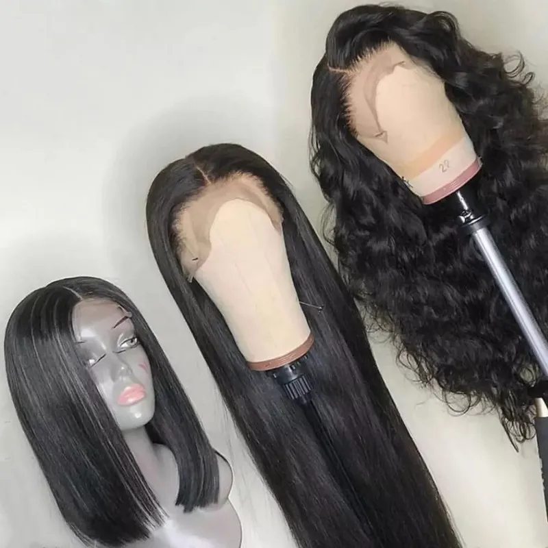 

8-40 inch Customized Texture Natural Color Human Hair Pre Plucked Lace Front Wig