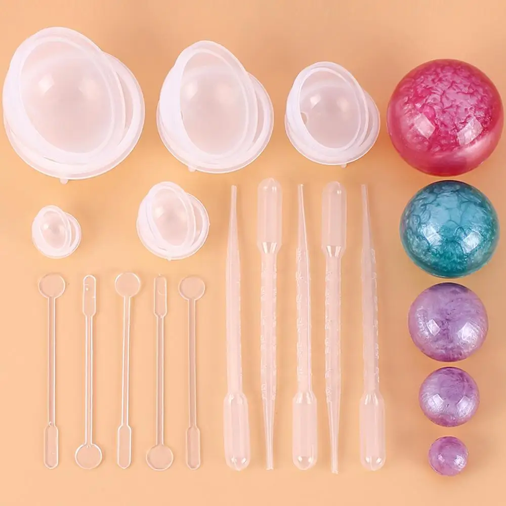 

15Pcs Sphere Silicone Epoxy Molds Set 3D Round Ball Fondant Chocolate Jewelry Candle Soap Resin Mould DIY Cake Decorating Tools, White