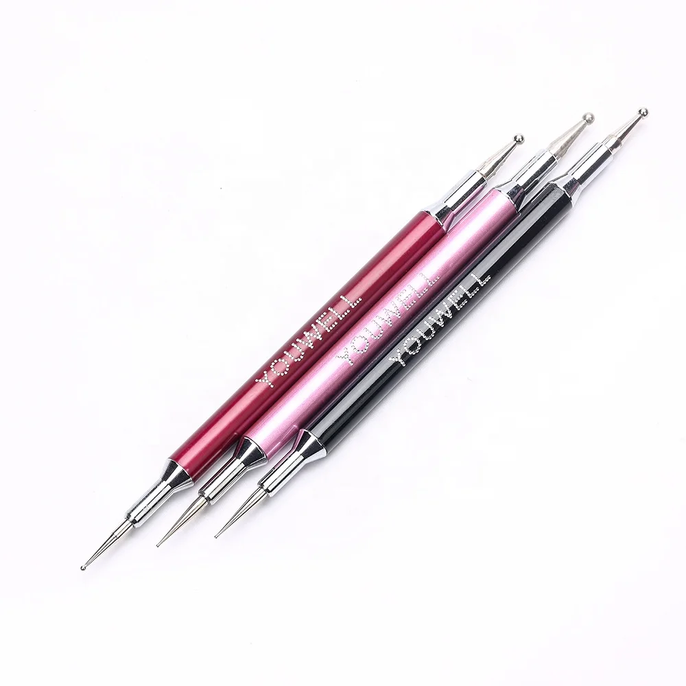 

Jieniya Double Ended Nail Art Pen Metal Handle Brush Dotting Tool Nail Pen Set with Diamond Handles
