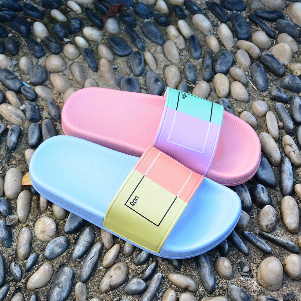 

Hot New Product Ladies Unisex Designer Flip Flop Outdoor Platform Custom Slippers Flat Printing Sandal PVC Slide Custom Logo, Multicolor