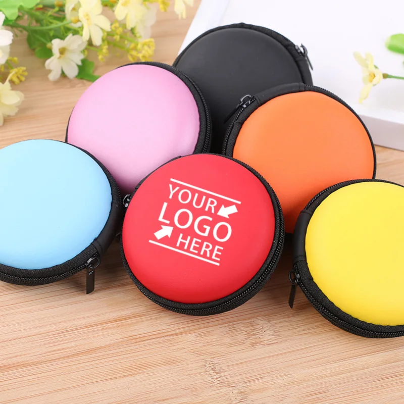 

Personalized EVA mini earphone Travel carrying hard case Round Nylon Mesh Accessories Pocket Earphone Customized case, Multi colors