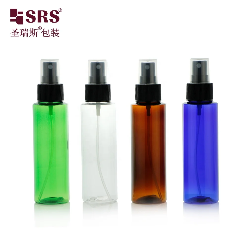 

100 ML Transparent Amber Green Navy Cosmetic Packaging Empty PET Plastic Spray Bottle in Stock