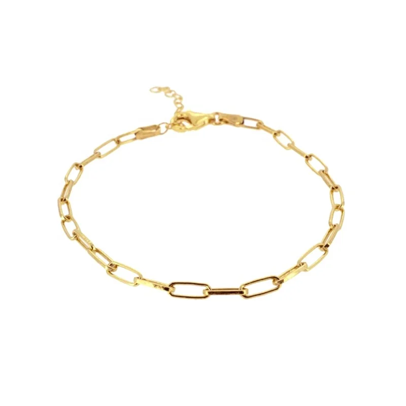 

Gold Plated Rectangular Hip Hop Collar Elongated Oval Thick Link Chain Brass Bracelet For Women, Gold/silver