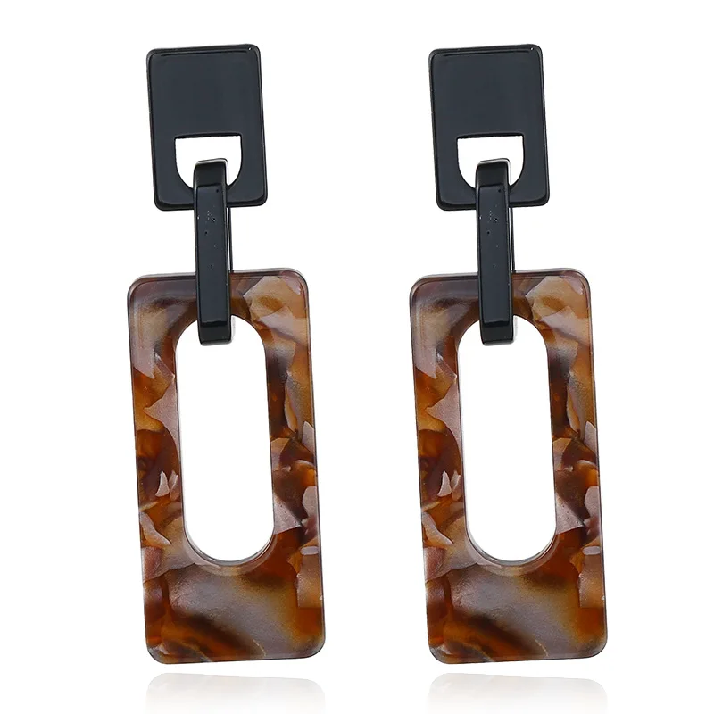 

Coffee Colored Statement Geometric Hollow Square Resin Pendant Earrings Hollow Geometric Acrylic Square Drop Earrings