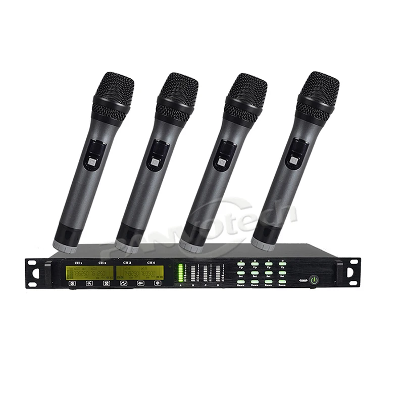 

Panvotech professional uhf four channel wireless microphone with 4 handhelds shure wireless microphone system