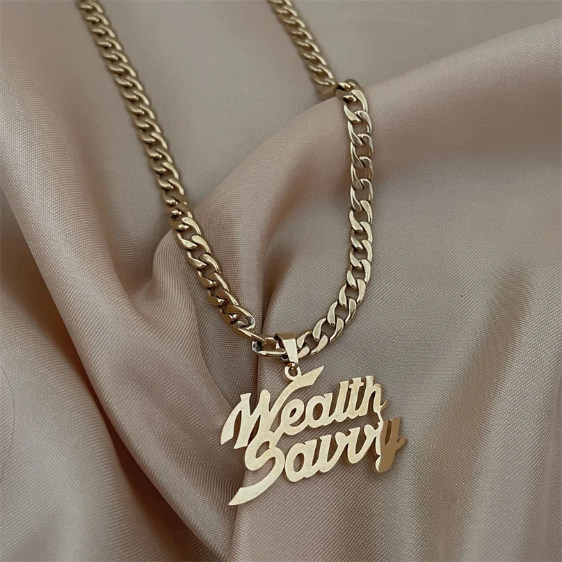 

Custom Name Necklace For Women Personalized Jewelry Men Gold Stainless Steel Long Chain Pendant Necklace Jewelry Birthday Gift, Picture