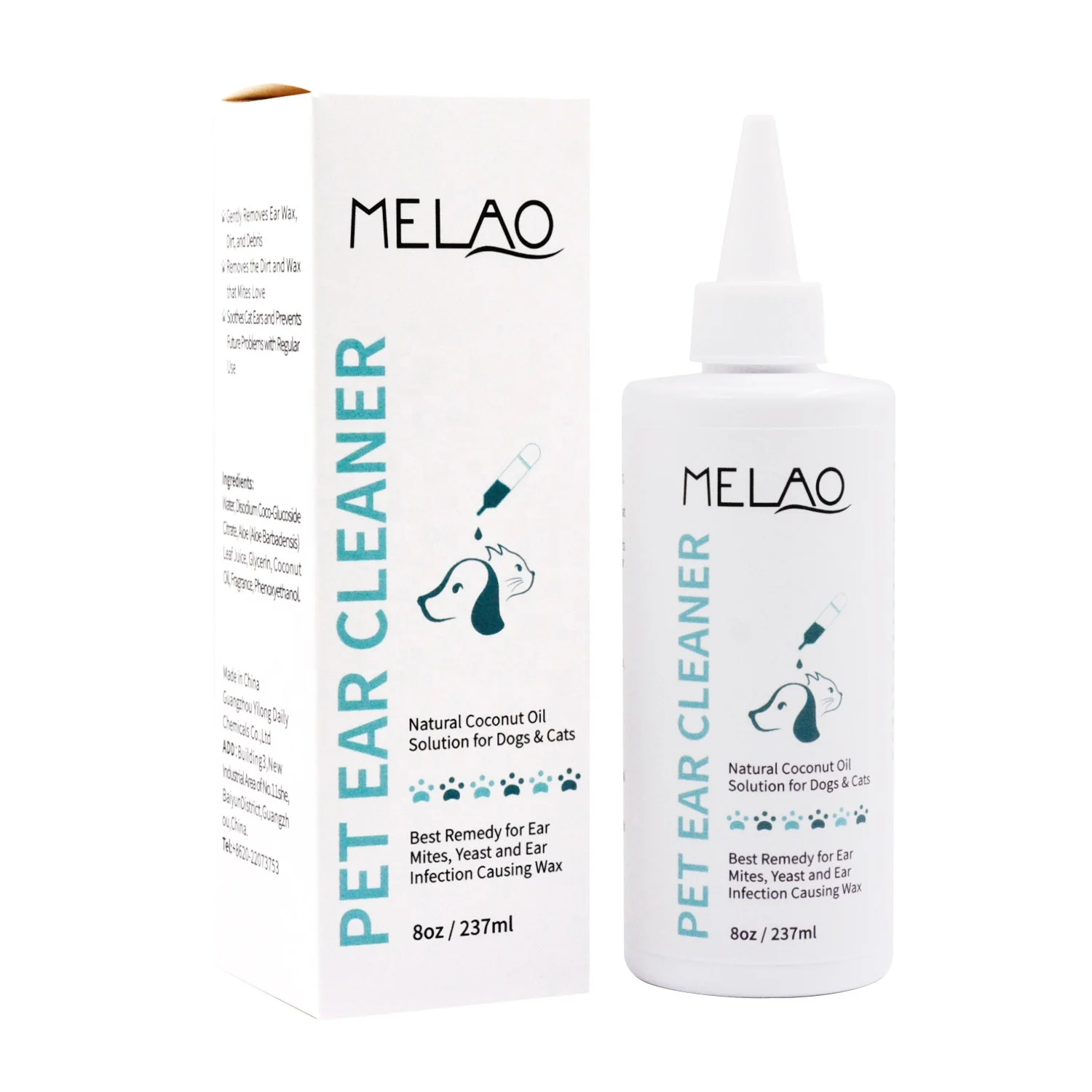 

MELAO Pet Cleaning Items 237ML Bottled Pet Ear Cleanser, White