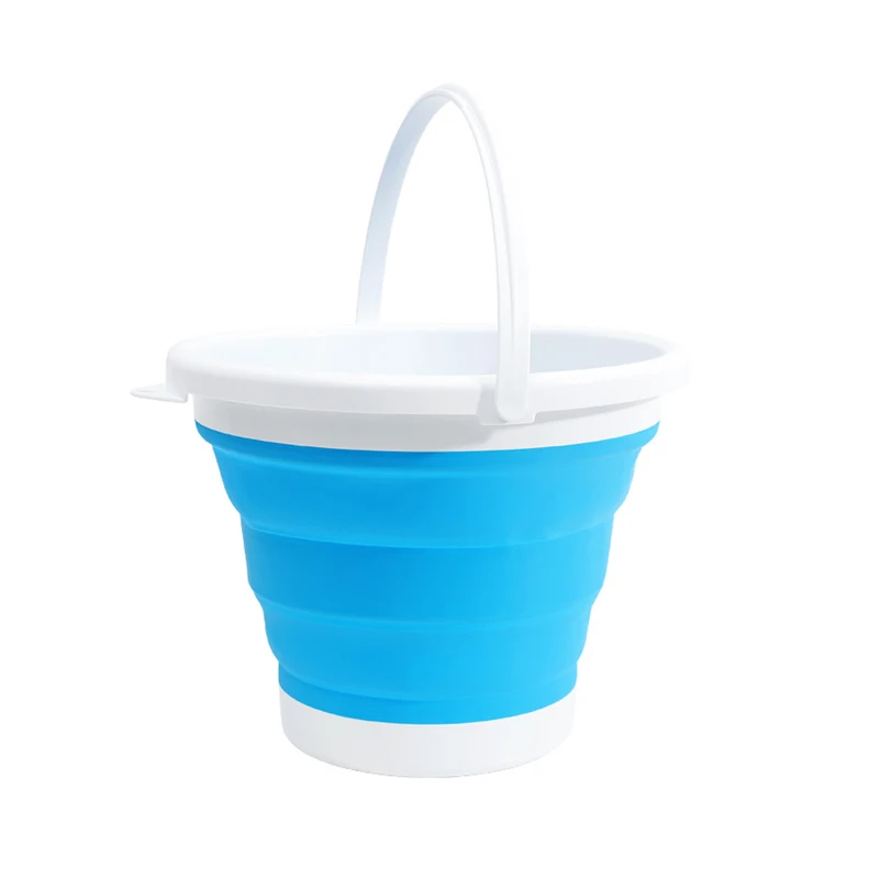 

Topwill Foldable Bucket Portable Folding Bucket Cover Outdoor Fishing Travel Household Storage Bucket Silicone Car Wash, Pink, blue, yellow, gray