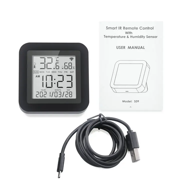 

Fashionable Life APP Control Temperature Humidity Sensor S09 Tuya Smart WiFi IR Remote for Home Appliance
