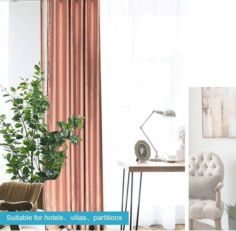 Pink polyester jacquard curtain fabric drapes and curtains